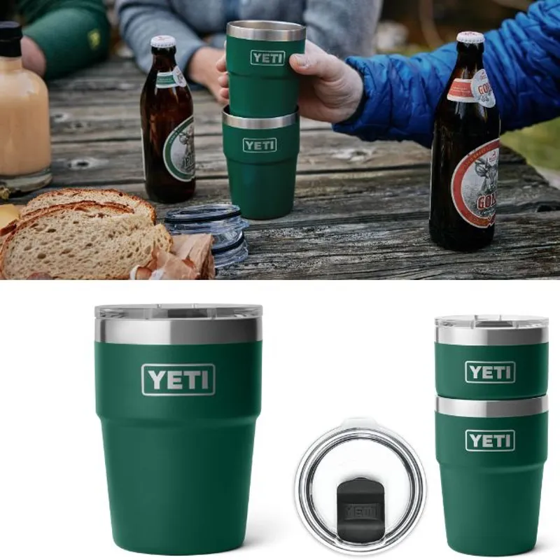 YETI Rambler 16oz Stackable Cup - Black Forest Green-2